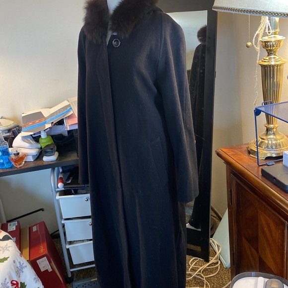 Vintage Forecaster Platinum Full Length Wool Black Coat size 16 Beautiful - Picture 2 of 11
